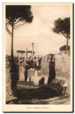 Ostia - Templo de Cérere — vista das ruínas antigas — editor Donati, Roma