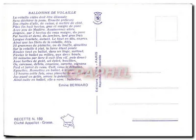 Ballotine de Volaille — Receta — Edições LYNAPARPHIL, N°189 — Verso