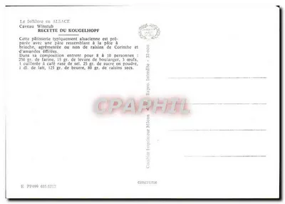 Receita do Kougelhopf — Caveau Winstub — Cimcrome — Verso