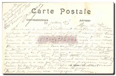 Messe sur le front — Sermon — La Grande Guerre 1914-15 — A.R. Territorial — Verso