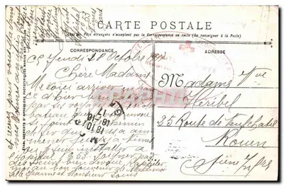 Stara pocztówka Militaria Flandre Statek Szpitalny — Rewers