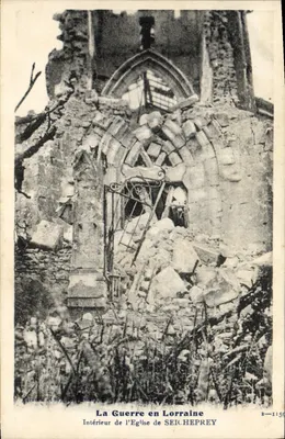 Interior da Igreja de SEICHESPREY — Ruínas após a guerra — Geraudre e Briquet, n° B-1150
