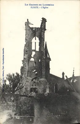 Flirey - A Igreja — ruínas após a guerra — editor Grolleau e Briguét, Toul