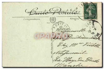 Stara pocztówka Militaria Ruiny Wielkiej Wojny Faubourg Laon Pomnik Pamiętnika Lwa — Rewers