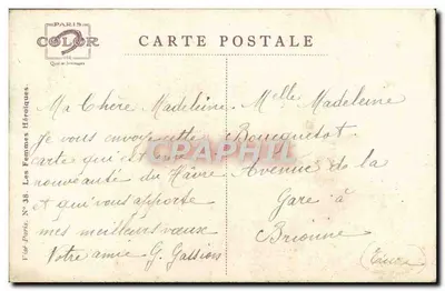 L'ARDENNAISE — portrait d'une jeune femme en coiffe traditionnelle — éditeur F. G. Paris Color, n° 38 — Verso