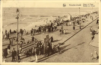 Knocke-Zoute — Dique e Praia. Zeedijk en Strand. — Editor Neils, número de série não visível
