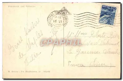 Napoli - Panorama — vista sul Vesuvio — editore R. Renza, Via Maddalena, 43, Napoli — Verso