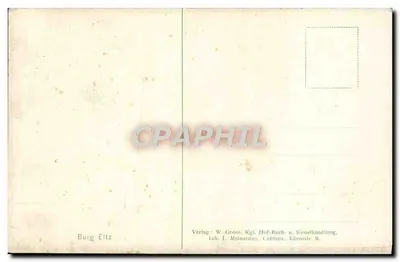 Zamek w Eltz — widok panoramiczny — Verlag W. Groos, Coblenz — Rewers
