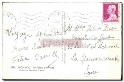 Pałac Książęcy — Monako — Wydawnictwo Rella, nr 2849 — Rewers