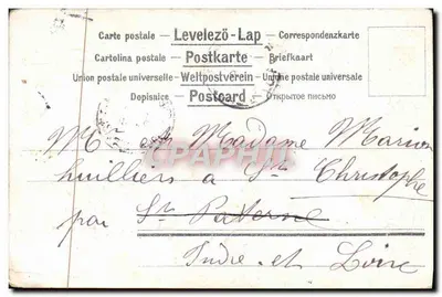 Niebieskie i białe kwiaty — Dekorowana kartka pocztowa — Wydawca Levelezō-Lap — Rewers