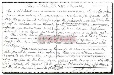 Bukiet róż i niebieskich kwiatów — Bonne Fête Maman — R. HAMEL, PARIS — Rewers