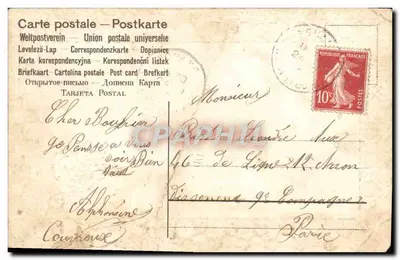 Flores e trevo — Amizade — Carta postal multilingue — Verso