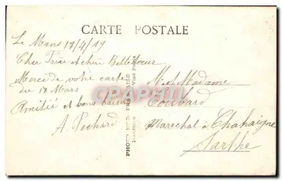 Ptak w ramce — kwiaty i róża — Fotografia M.C. Fréaize — Rewers