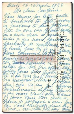 Fioletowe kwiaty — Szczęśliwego Dnia — datowana 15 listopada 1928 — Rewers