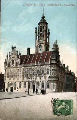 O Hotel de Ville em Middelbourg (Holanda) — edição francesa, selo de 5c