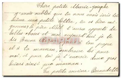 Bambina seduta su una sedia a cesta — Dédi, Parigi, n° 1188 — Verso