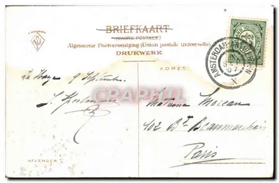 Casal em traje tradicional — Amsterdam — Algemeene Postvereeniging — Verso