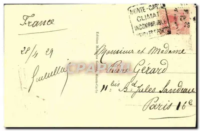 Monte-Carlo — Widok z Ogrodu Rocher — Wydawnictwo Maurice Gorry, nr 132 — Rewers