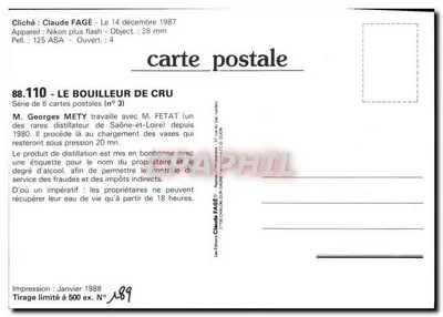 De destillator — Georges Mety en M. Fetat — Uitgaven Claude Fagé, n° 88.110 — Achterkant