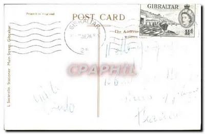 Gibraltar — Souvenir of Gibraltar — L. Sacarello, Sprzedawca, Main Street, Gibraltar — Rewers