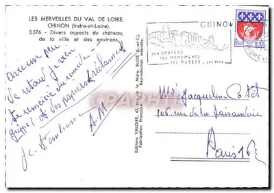 Chinon — Różne widoki zamku i okolic — Editions Valoire — Rewers