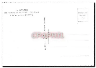 Traje de Quimper, Locronan e suas proximidades — Finistère — Les Éditions Audierne — Verso