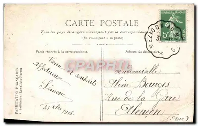 Cartolina d'epoca Fantasia Bambini Uomo di Neve Militaria Buon Anno — Verso