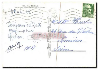 Basílica Nossa Senhora da Guarda — Marselha — Edições Ryner, n°466 — Verso