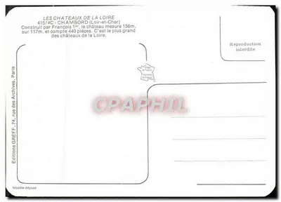 Chambord — Castillo de la Loira — Ediciones Greff — Reverso