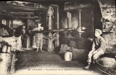Grasse — Innenansicht einer Olivenölmühle — Verlag C. Phototypie Nipshu Grasse, Nr. 81