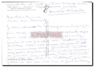 Villa St-Camille e seus jardins floridos — Nice — Edição S.E.P. T.A. 36, Boulevard de Berthelot — Verso