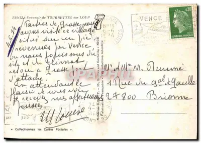 Tourrettes-sur-Loup — vista panorâmica e vielas — Editores S. BERT - 135-52 — Verso