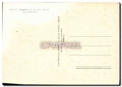 Sospel — Vista generale — Les Éditions SOSPEL, Nice — Verso