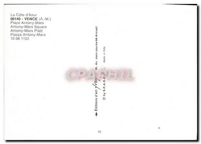 Place Antony-Mars — Vence — Art Editions Jean-Jaurès-94-Arcuelli — Back