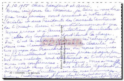 Lourdes — A Basílica — Edição P. DOUCET — Verso