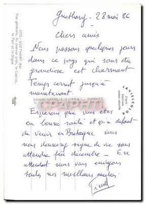 Guethary — Vista geral, no primeiro plano, o porto e a dique, o cassino — Éditions LAVIELLE (S.O.P.E.A.) BIARRITZ — Verso