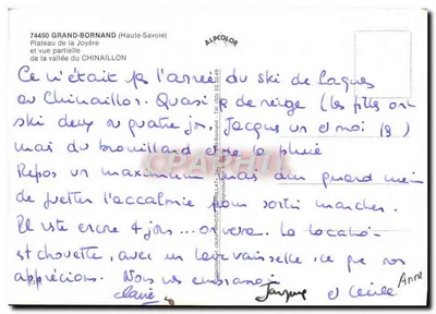 Plateau de la Joyère — vista parziale del Chinailhon — editore Alpcolor — Verso