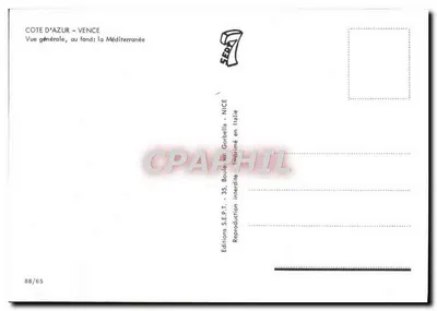 Ogólny widok Vence — Côte d'Azur — Wydawnictwo S.E.P.T. nr 88/65 — Rewers