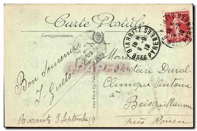 Biarritz — Widok z jaskini latarni morskiej — L.L. n°208 — Rewers