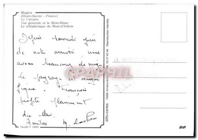 Megève — Vista generale e Mont-Blanc — editore diffu-cartes 74120 V 1323 — Verso