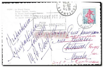 Vichy — vista panorâmica e locais termais — editor desconhecido, n° de série 127 — Verso