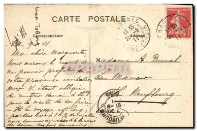 Stara pocztówka Chartres Widok ogólny — Rewers