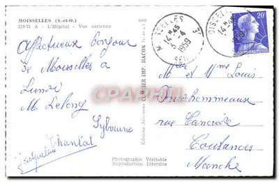 Moisselles (S.-et-O.) — Vista aérea do hospital — Éditions Artimie Cumbier — Verso
