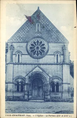 Bilhete postal antigo Trie Château L’Église Le Portail