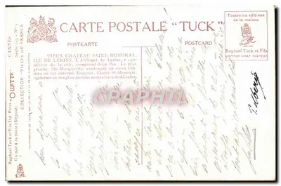 Cannes – Viejo Castillo de Saint-Honorat, Isla de Lérins — Tuck — Reverso