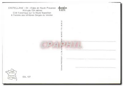 Castellane - Alpes da Alta Provença — Cidade histórica na Rota Napoleônica à entrada das Gorges do Verdon — Éditions Photogly — Verso