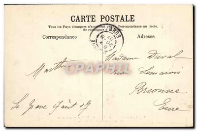 La Grave — Plac Kościoła i łańcuch Meije (3987 m) — Papeterie des Alpes Eug. Robert, Grenoble — Rewers