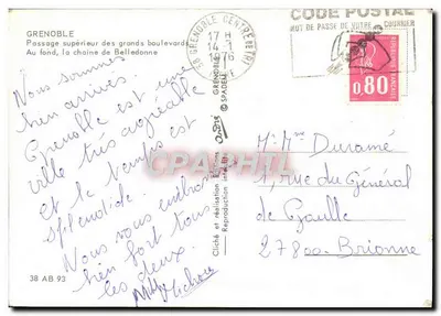 Grenoble — Passagem superior dos grandes boulevards — n° 38 AB 93 — Verso