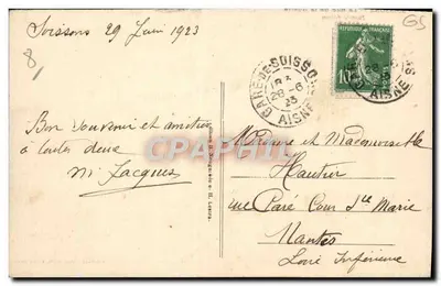 Soissons — A Rue de la Buerie — Editor não identificado, número de série não visível — Verso
