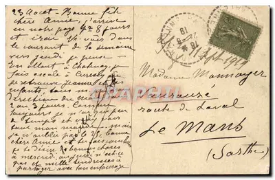 Cartolina d'epoca St Loup du Dorat La Hutte de Curessy — Verso